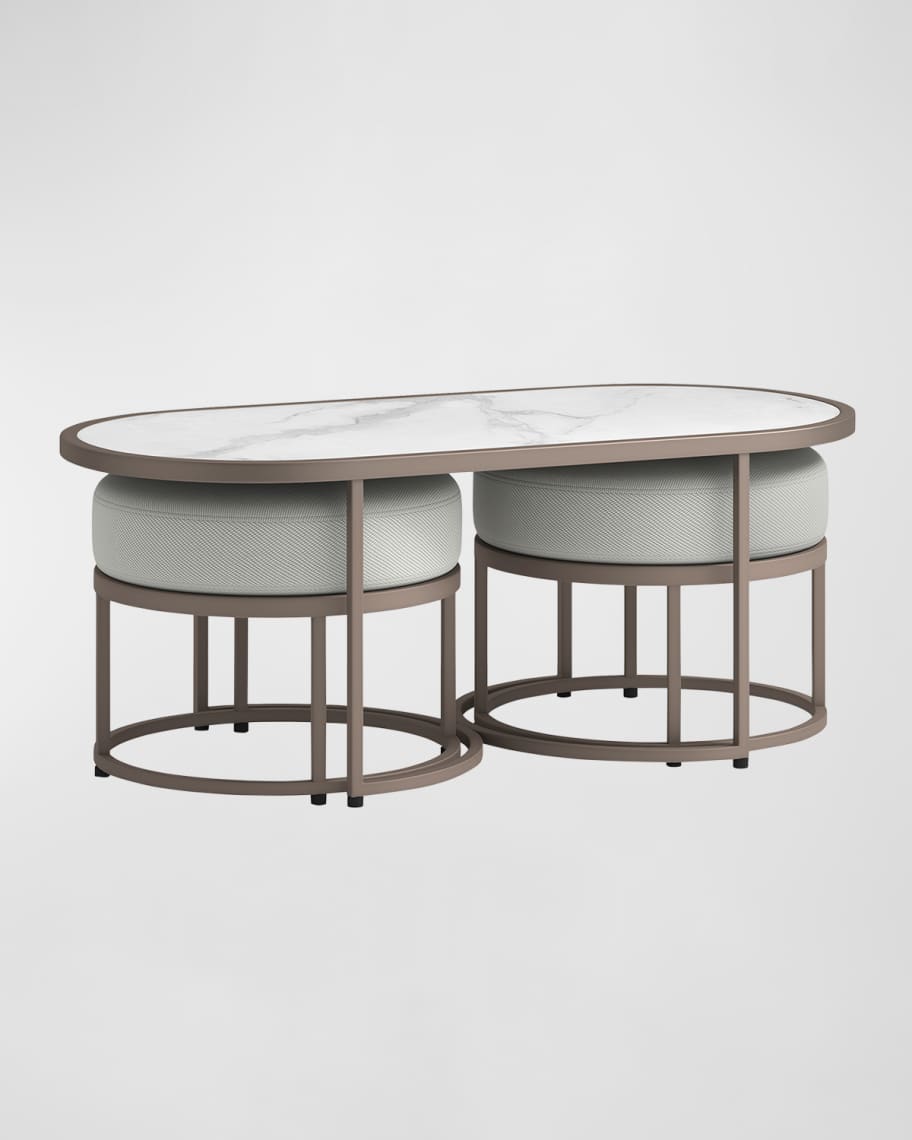 Image 2 of 2: Domicile Outdoor Coffee Table with 2 Ottomans