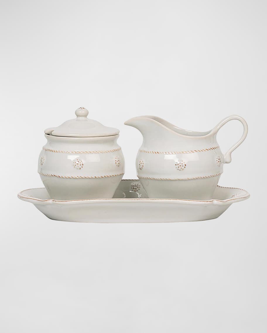 Image 1 of 5: Berry & Thread Whitewash 3-Piece Sugar and Creamer Set 