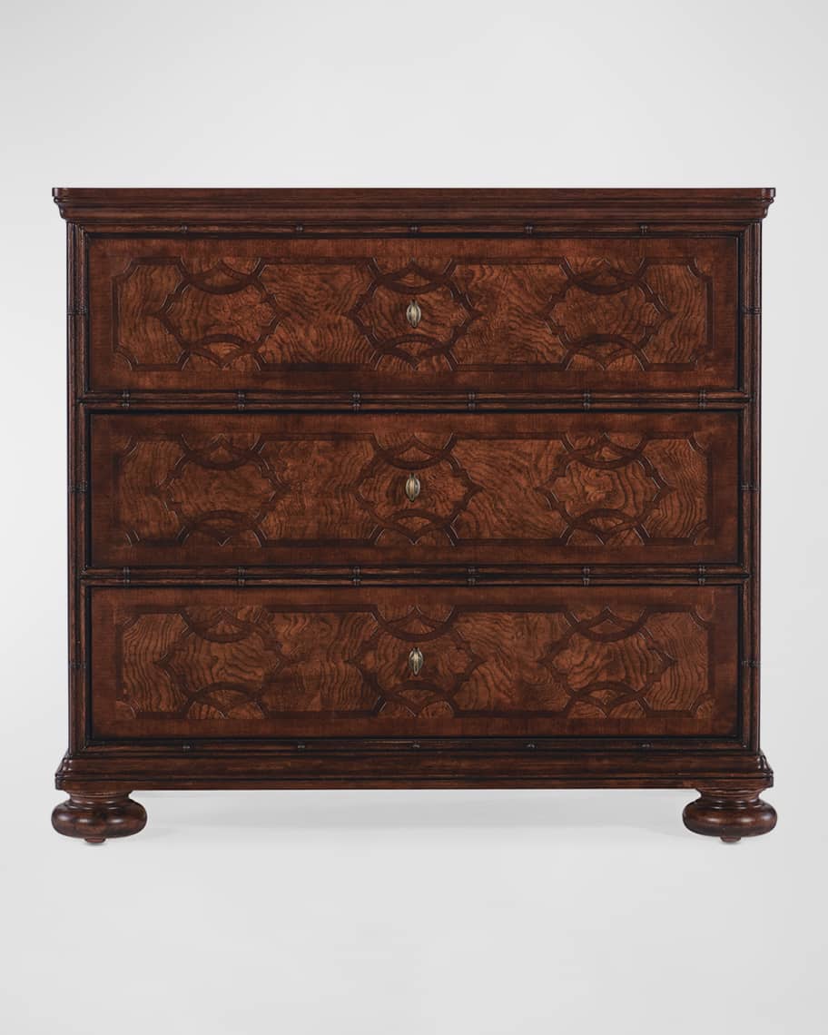 Image 2 of 5: Charleston Cherry & Walnut 3-Drawer Nightstand 