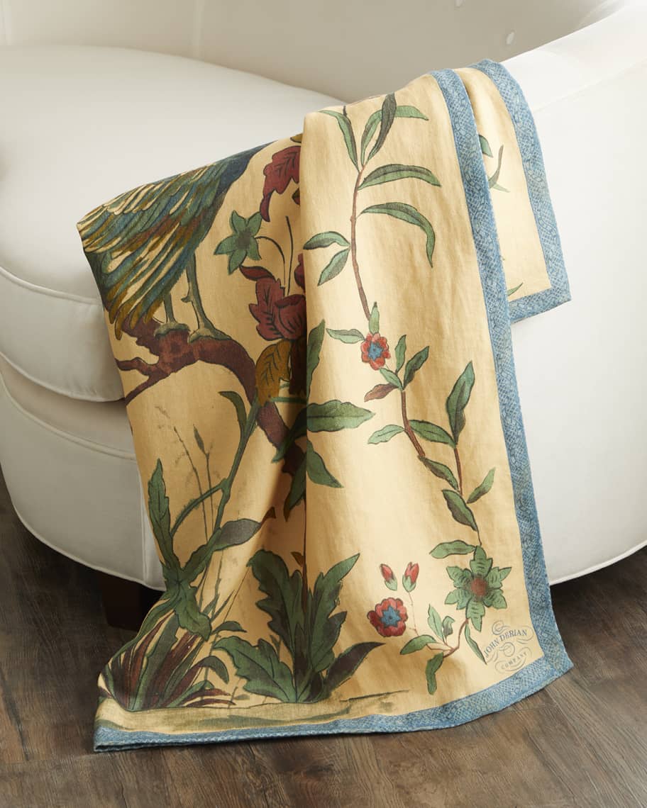 Image 1 of 2: Peacock Toile Throw, 51" x 71"