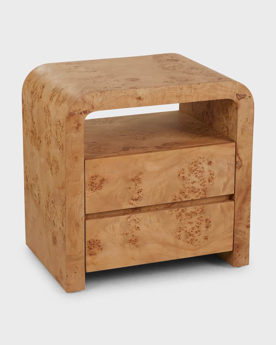 Image 3 of 7: Coraline Burl 2-Drawer Nightstand