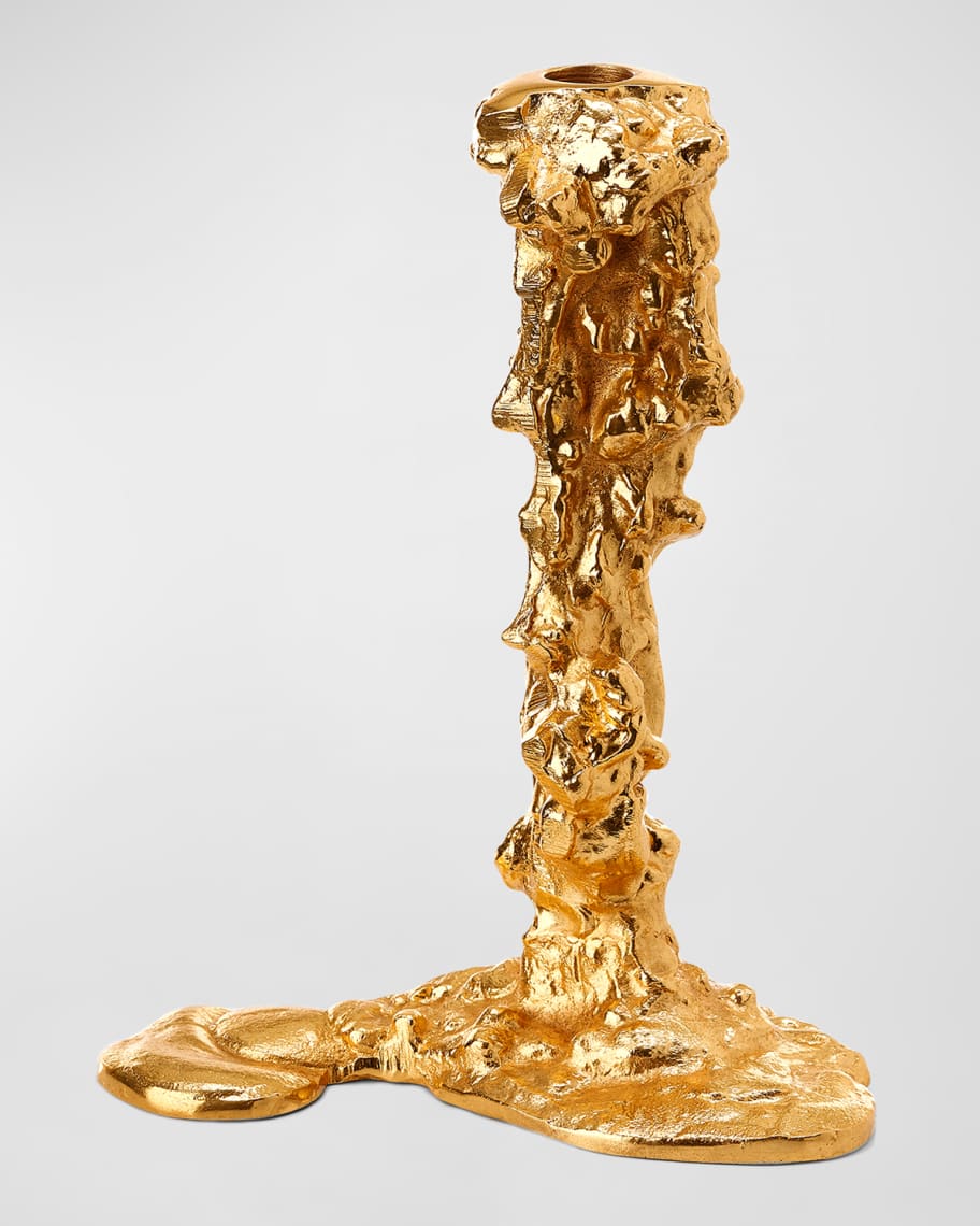 Image 2 of 2: Gold Drip Candle Holder - 10"