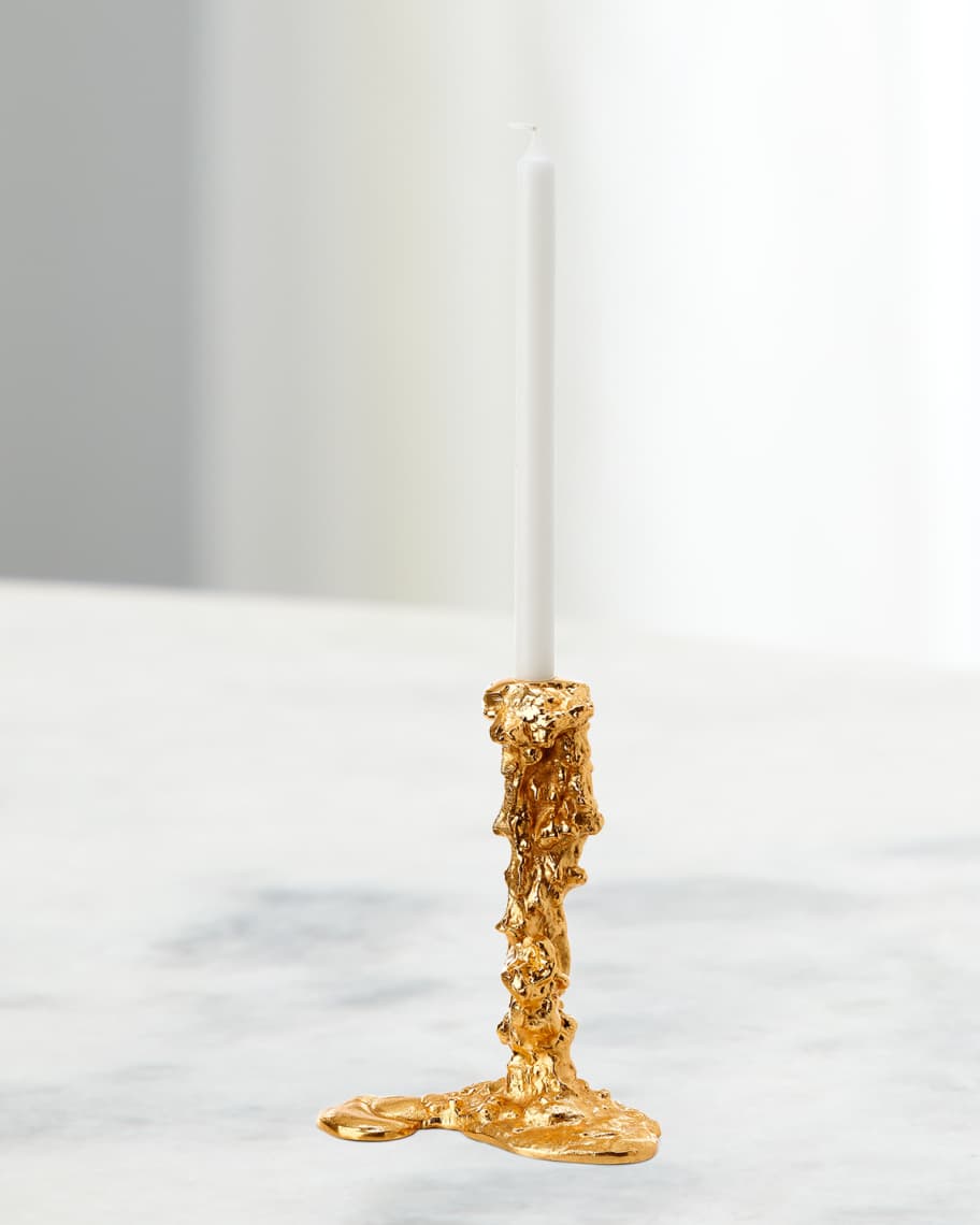 Image 1 of 2: Gold Drip Candle Holder - 10"