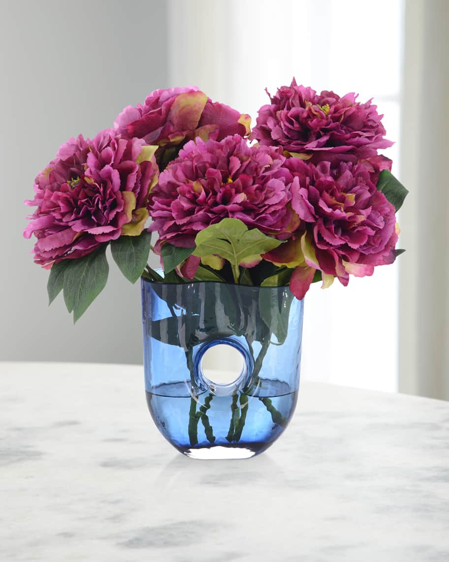 Image 1 of 2: Raspberry Hase 15" Faux Floral Arrangement in Glass Container