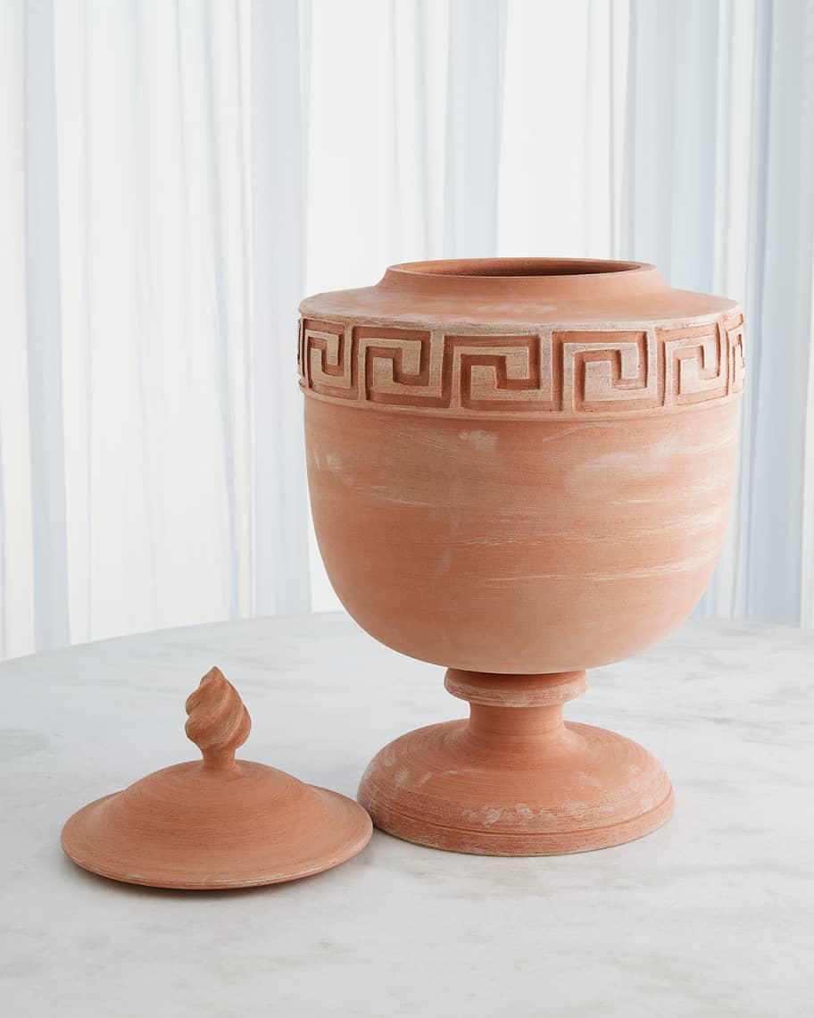 Image 2 of 4: 28" Villa Greek Key Terracotta Urn 