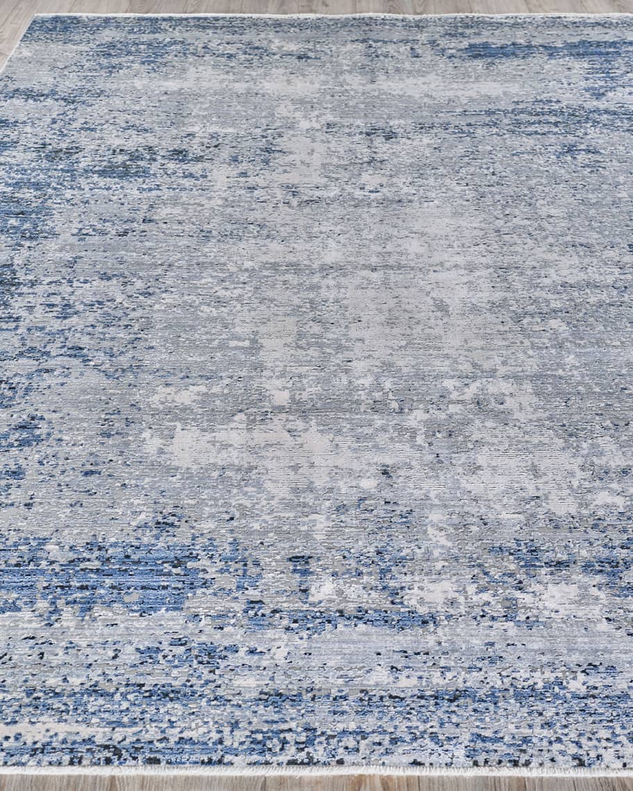 Image 2 of 7: Intrigue Power-Loomed Gray & Navy Rug, 9' x 12'