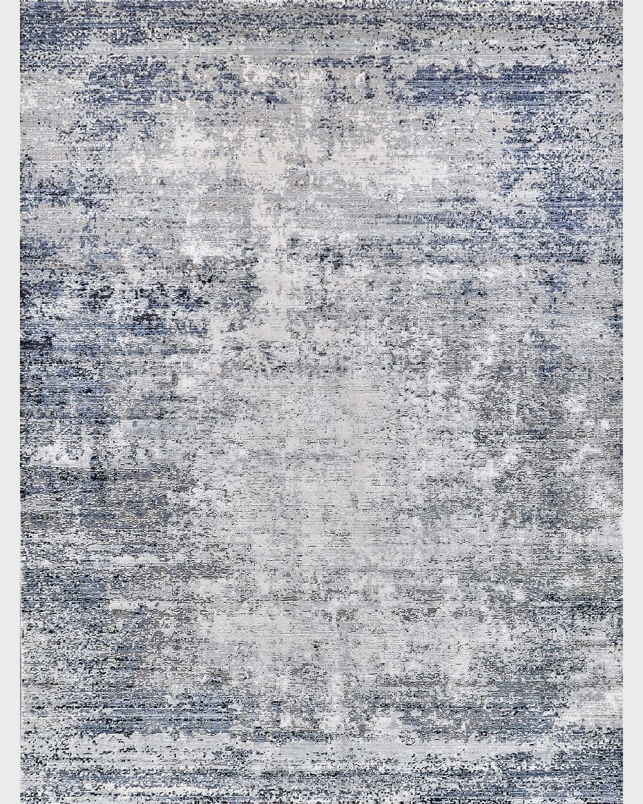 Image 1 of 7: Intrigue Power-Loomed Gray & Navy Rug, 9' x 12'