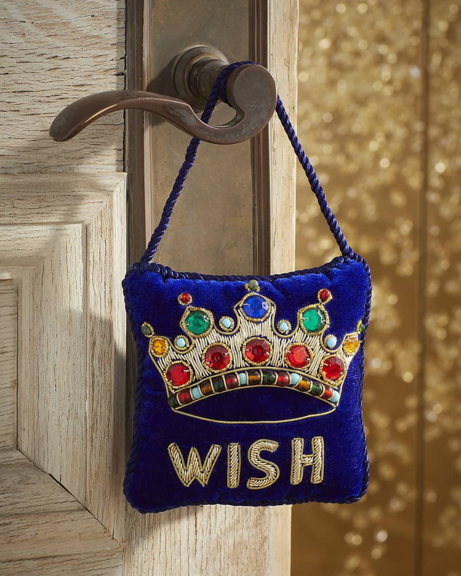 Image 1 of 1: Wish Crown Embroidered Hanukkah Doorknocker