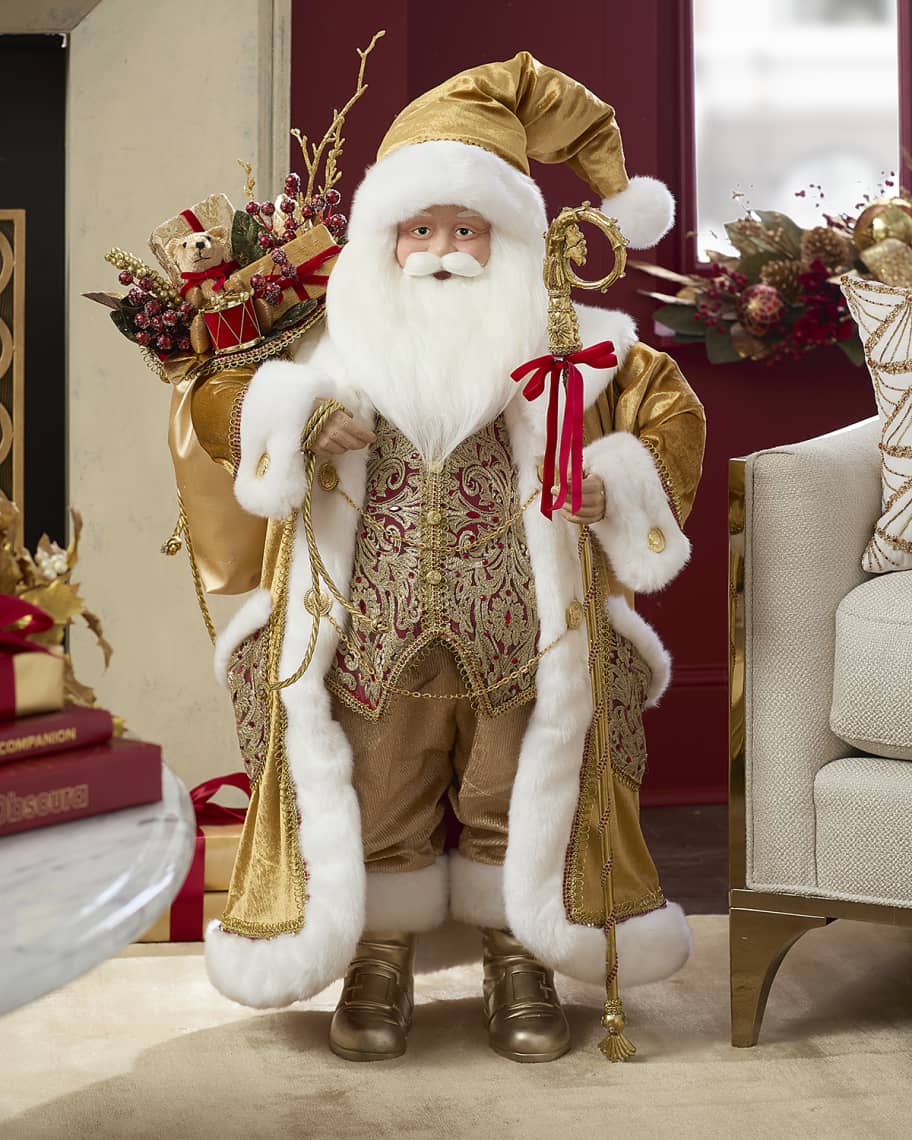 Image 1 of 1: Gold-Tone Christmas Santa,  36"