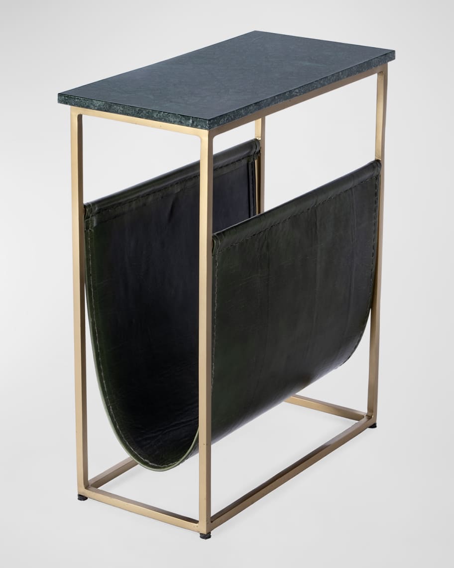 Image 1 of 5: Edie Leather Side Table
