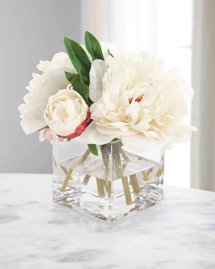Image 1 of 1: Real Touch Dew Drops 8" Faux Floral Arrangement in Glass Vase
