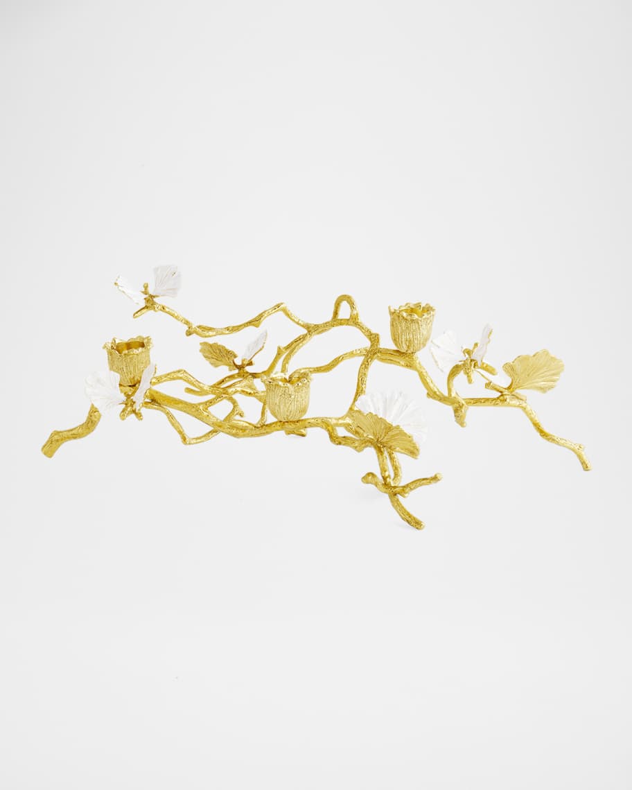 Michael Aram Butterfly Ginkgo White & Gold Low Candleholders