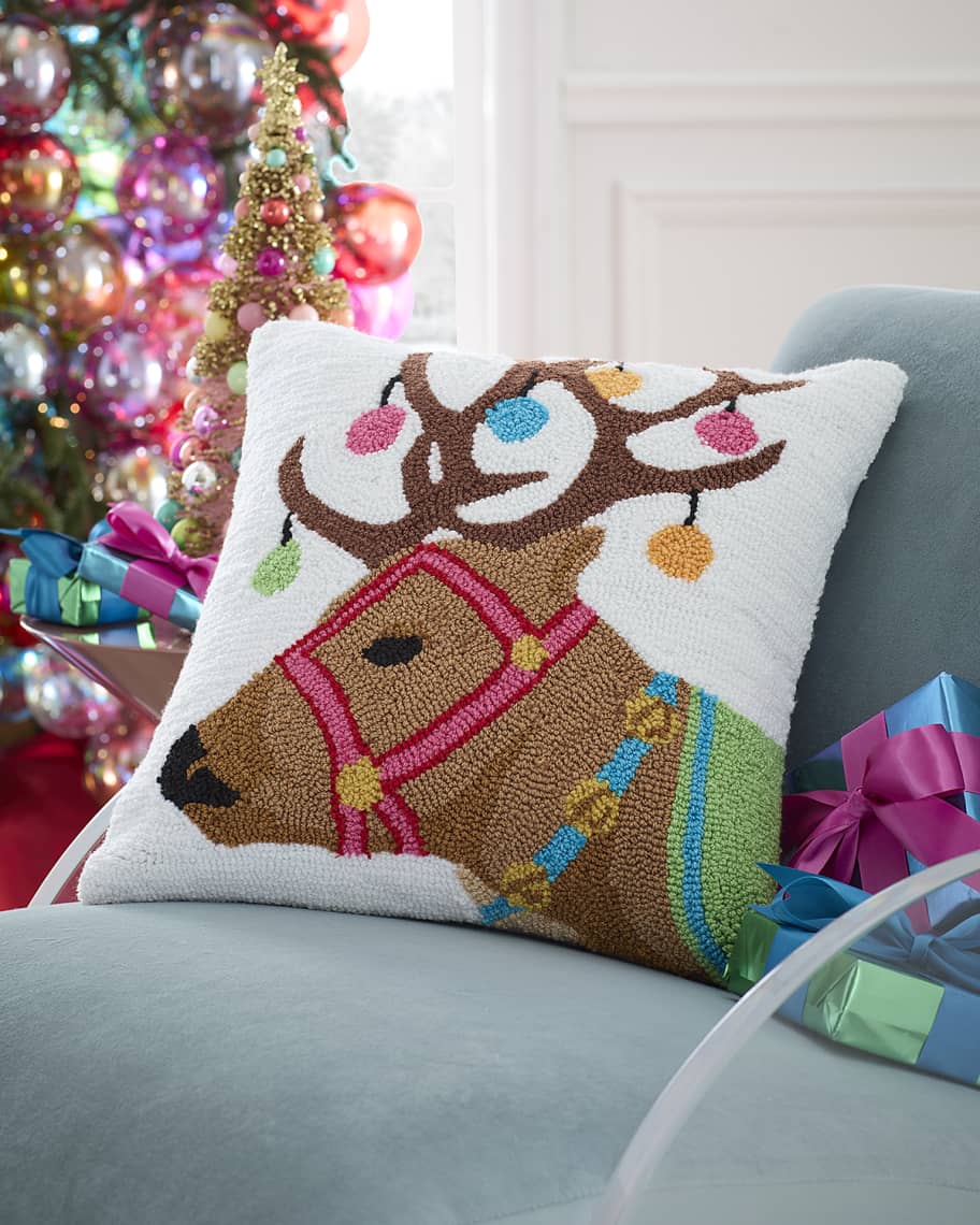 C F Enterprises Reindeer Ornament Decorative Christmas Pillow 18 Sq One color