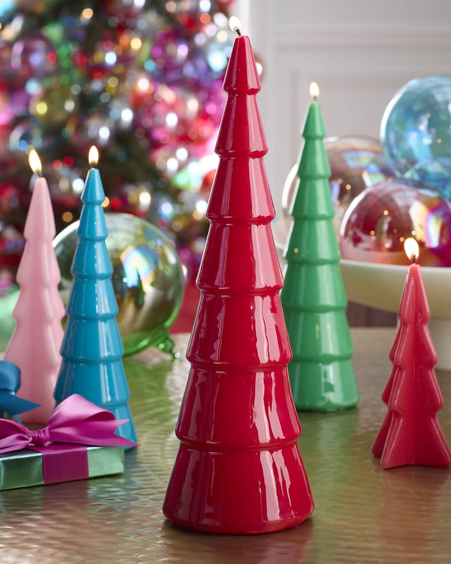 Image 1 of 1: Magenta Christmas Tree Candle