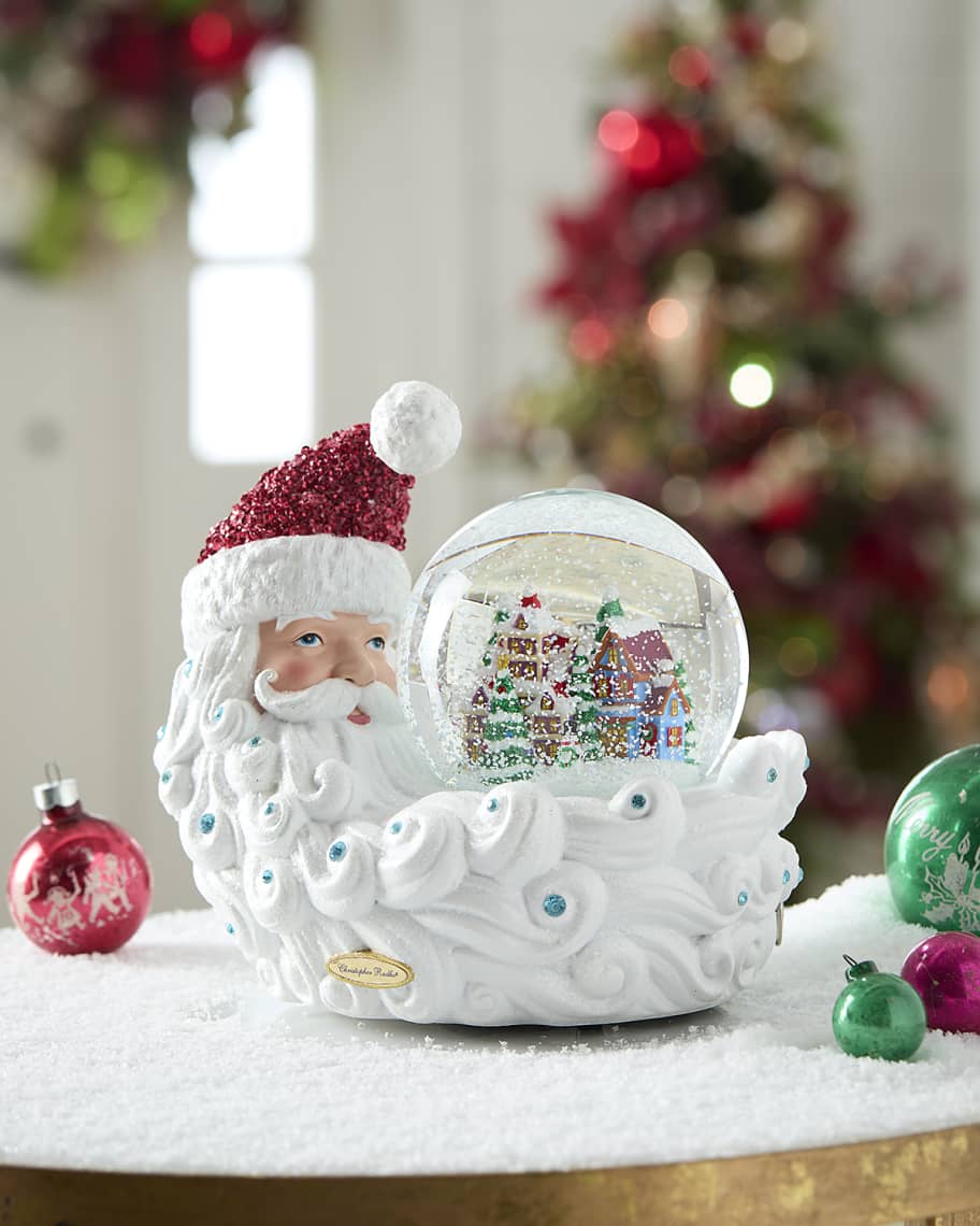 Image 1 of 2: Crescent Santa Village Snowglobe