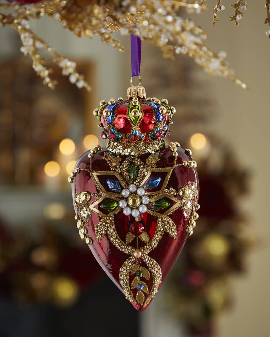 Neiman Marcus Embellished Crown Heart Christmas Ornament