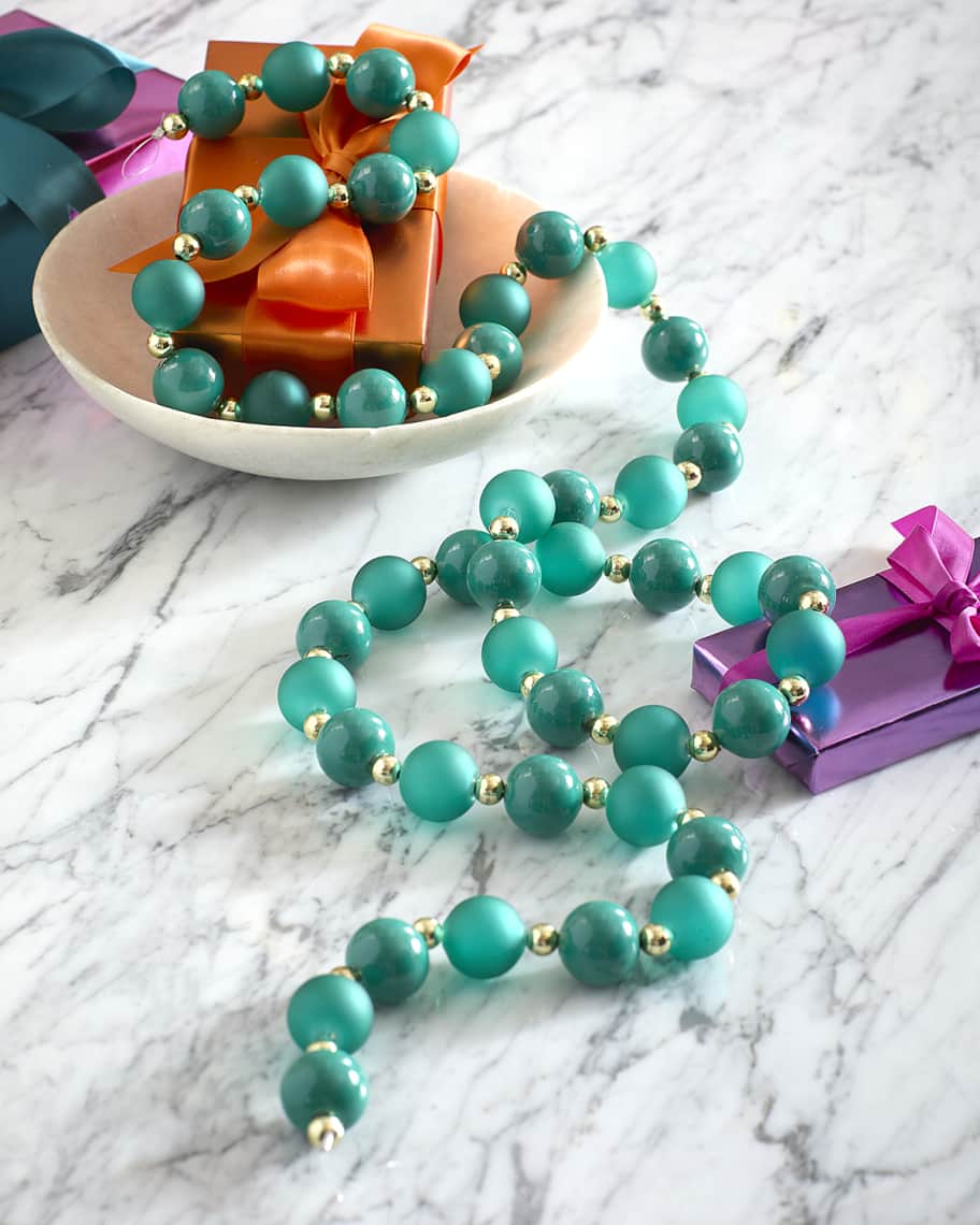 Image 1 of 1: 60" Sugar Plum Frosted Glass Ball Christmas Garland, Teal