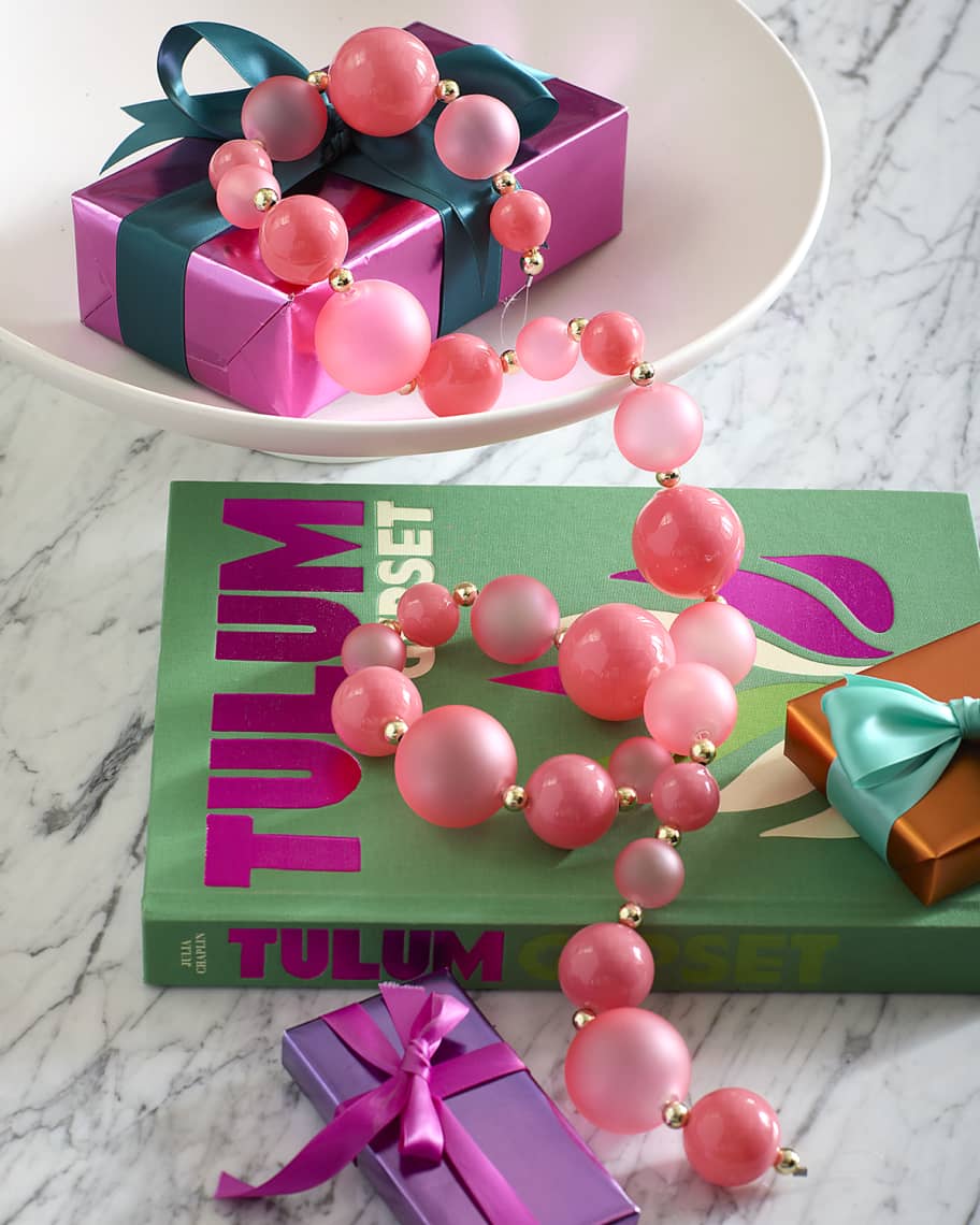Image 1 of 1: 60" Sugar Plum Frosted Glass Ball Garland, Light Pink