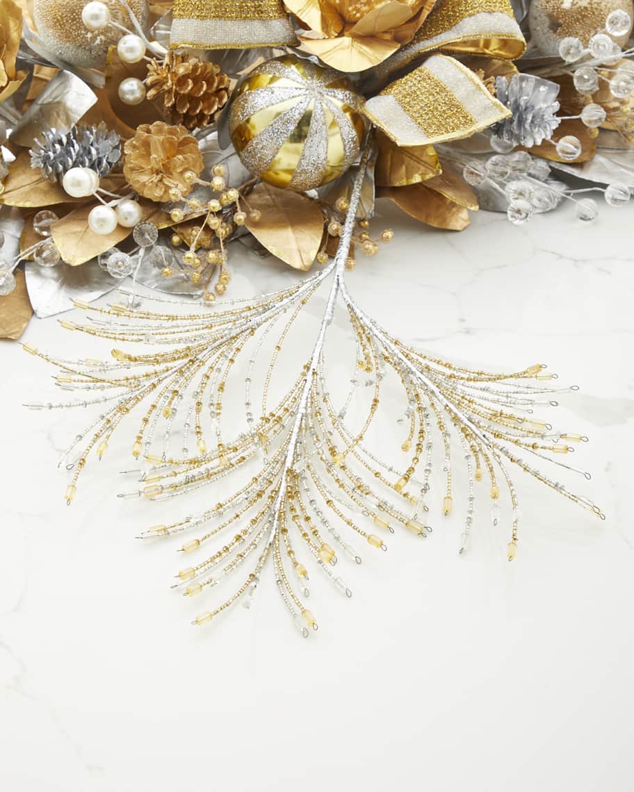 Image 2 of 2: Large Silver and Gold Branch Spray