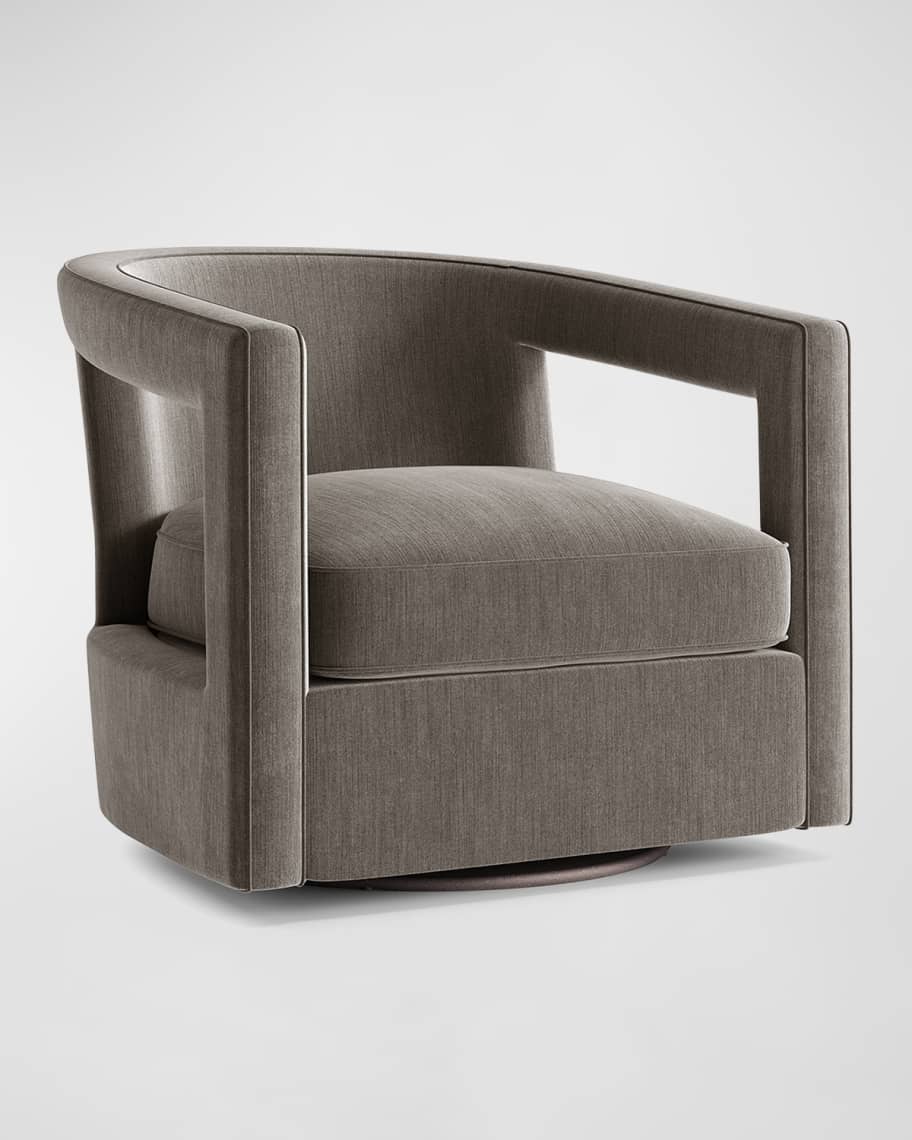 Bernhardt Alana Taupe Velvet Swivel Chair Horchow