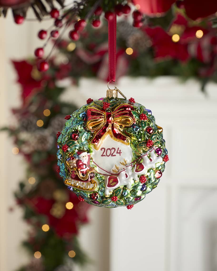 Image 1 of 1: 2024 Wreath with Bow Christmas Ornament 