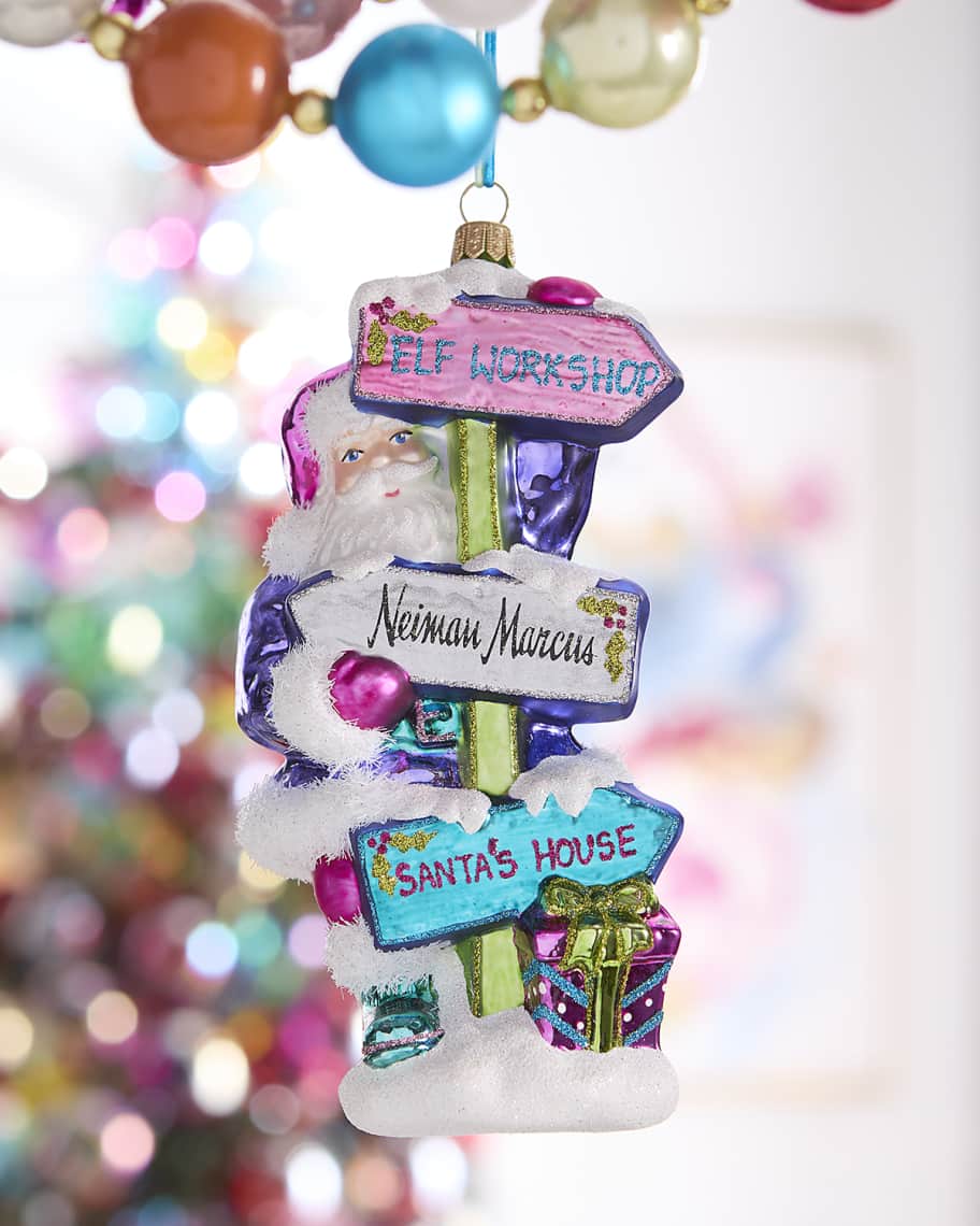 Image 1 of 1: Santa with Road Signs Ornament