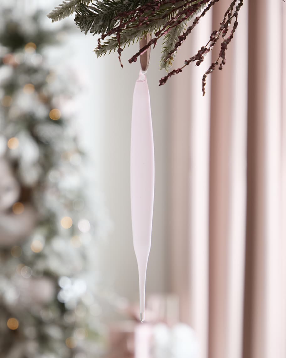 Image 1 of 1: Light Pink Bubblegum Elliptical Glass Christmas Ornament