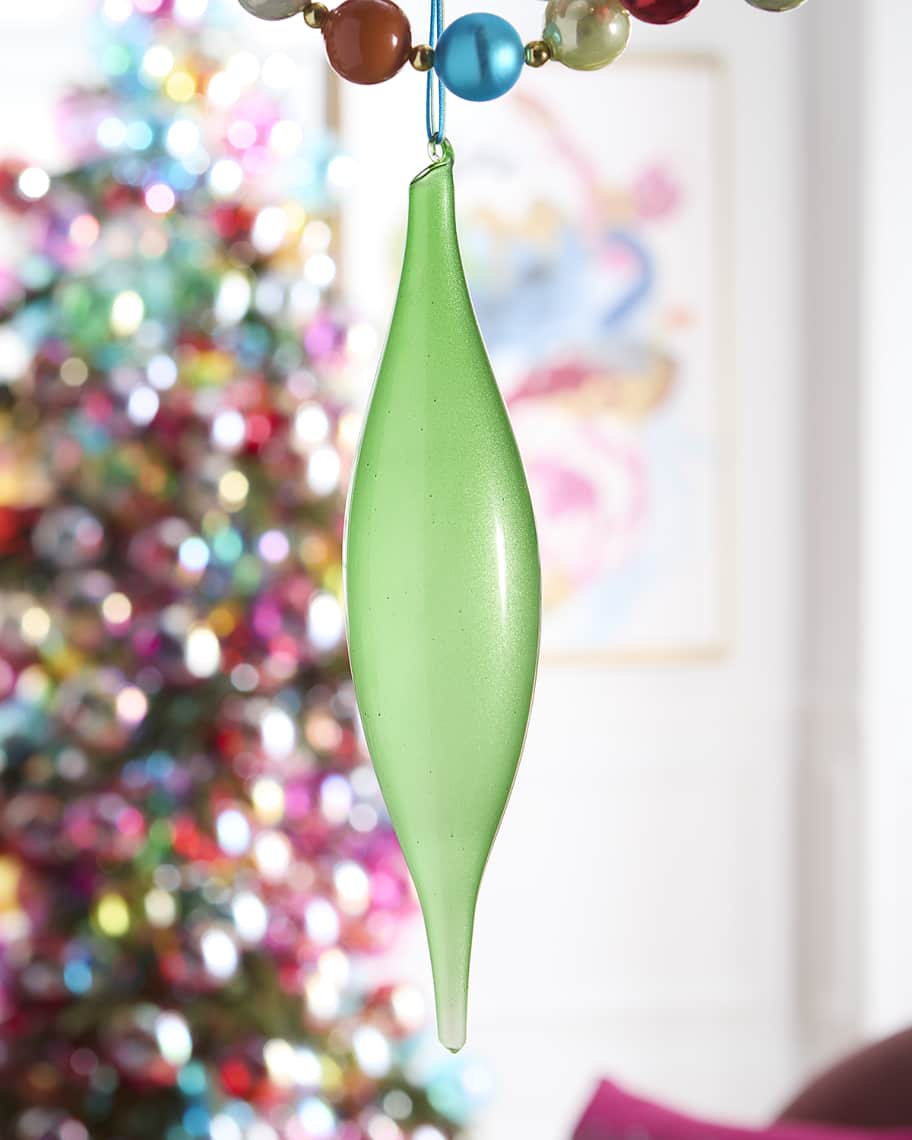 Image 1 of 1: Glitter Bubblegum Finial Ornament, Moss Green