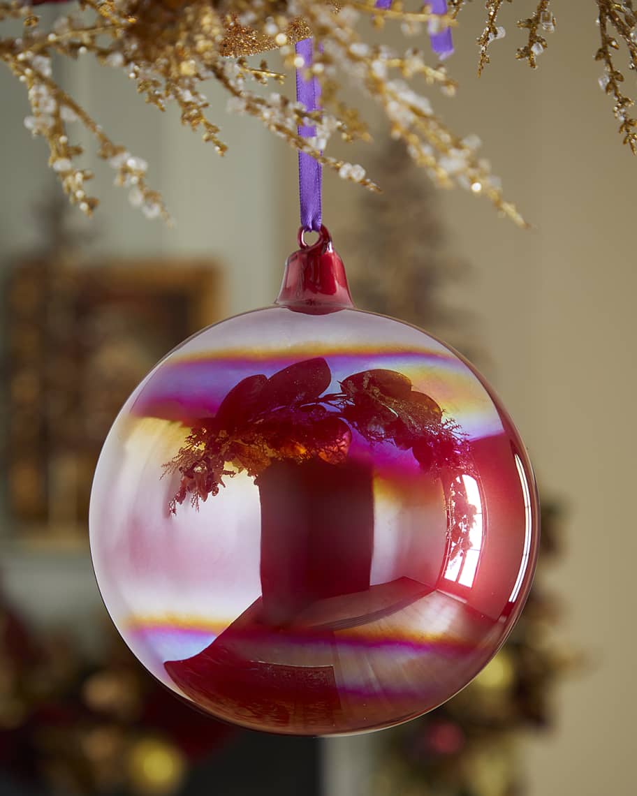 Image 1 of 1: Red Pearl Glass Ball Christmas Ornament 