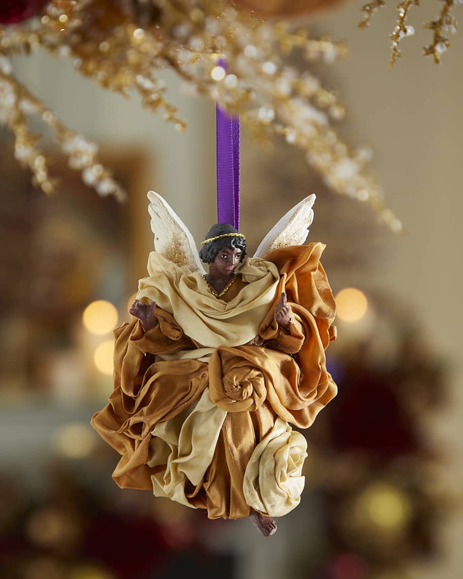 Image 1 of 1: Black Angel Christmas Ornament with Robe