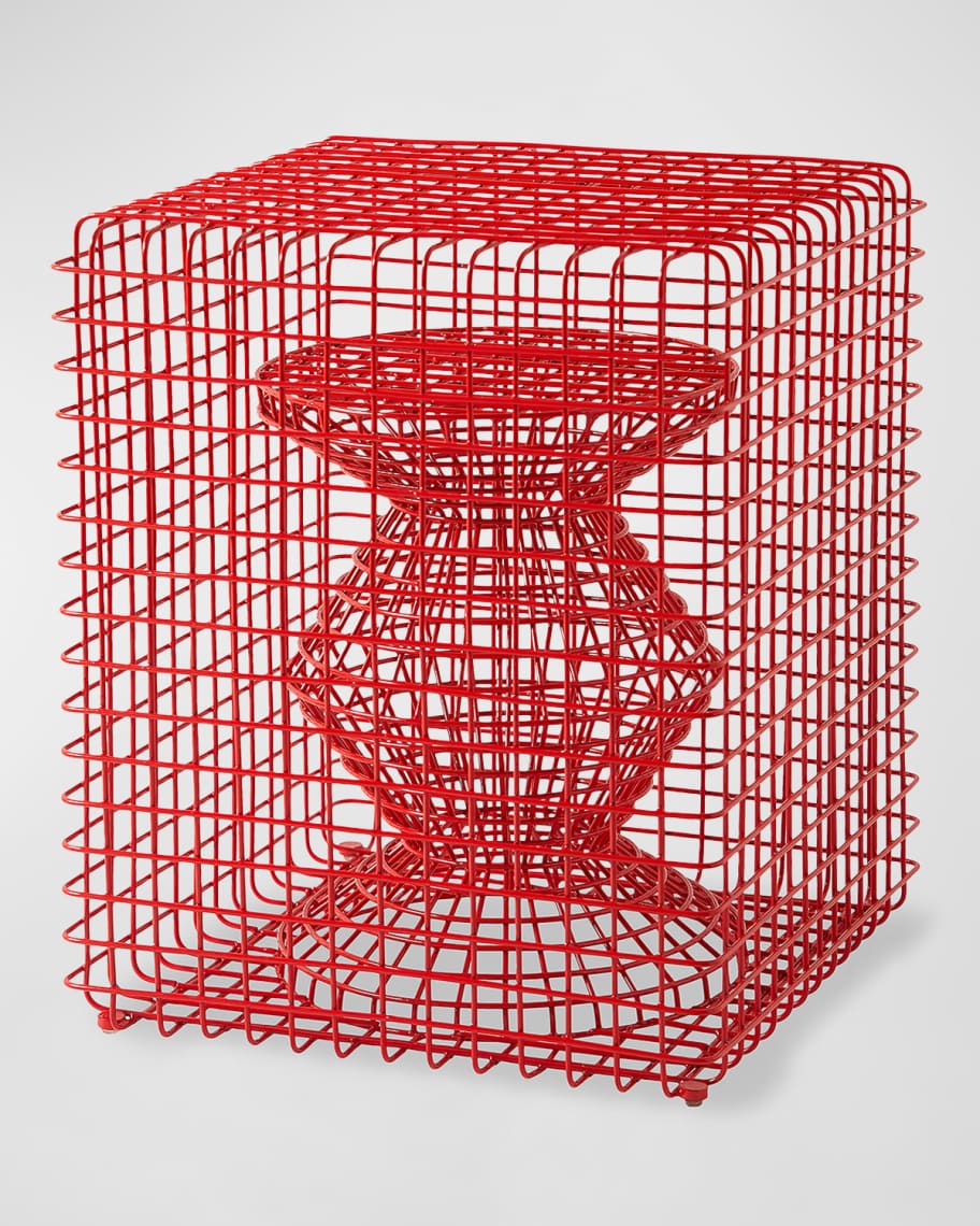 Image 3 of 3: Zig Zag Wire Stool, Red
