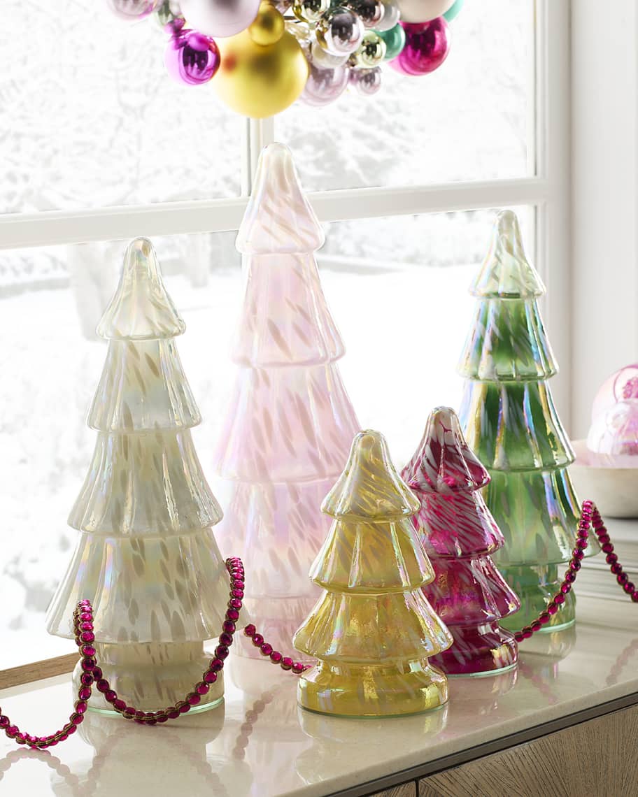 Image 1 of 2: Assorted Glass Christmas Trees, Set of 5 