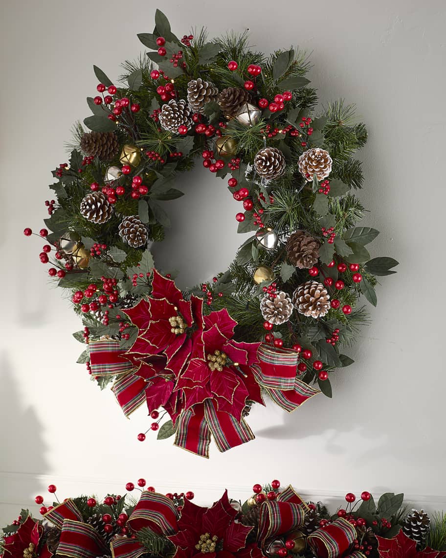 Image 1 of 1: 28" Classic Christmas Pre-Lit Wreath