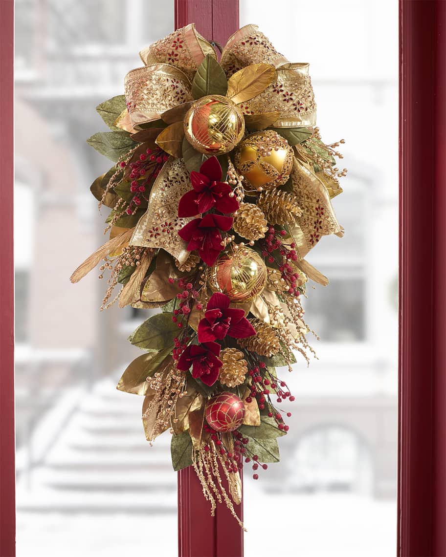 Image 1 of 1: 30" Gold Christmas Door Spray