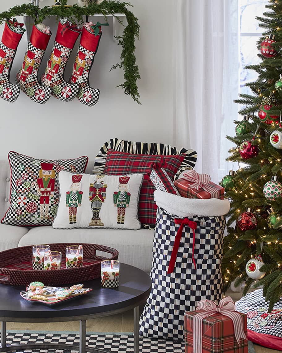 Image 2 of 3: Tartan Stripe Ruffle Throw Pillow