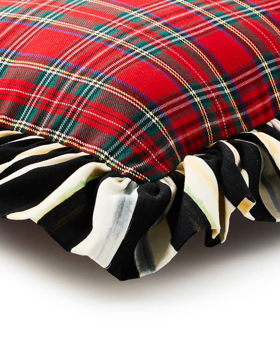 Image 3 of 3: Tartan Stripe Ruffle Throw Pillow