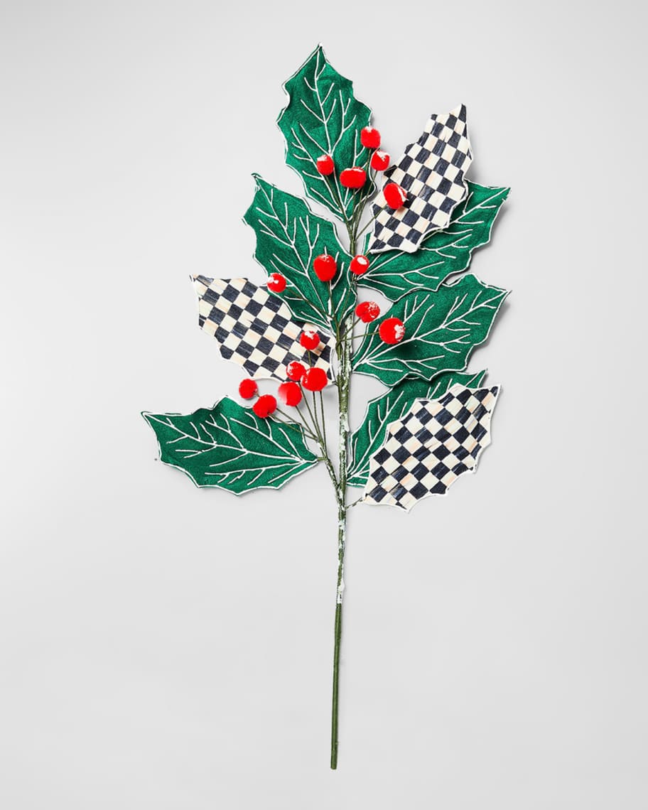 Image 1 of 1: Cozy Christmas Holly Spray Stem