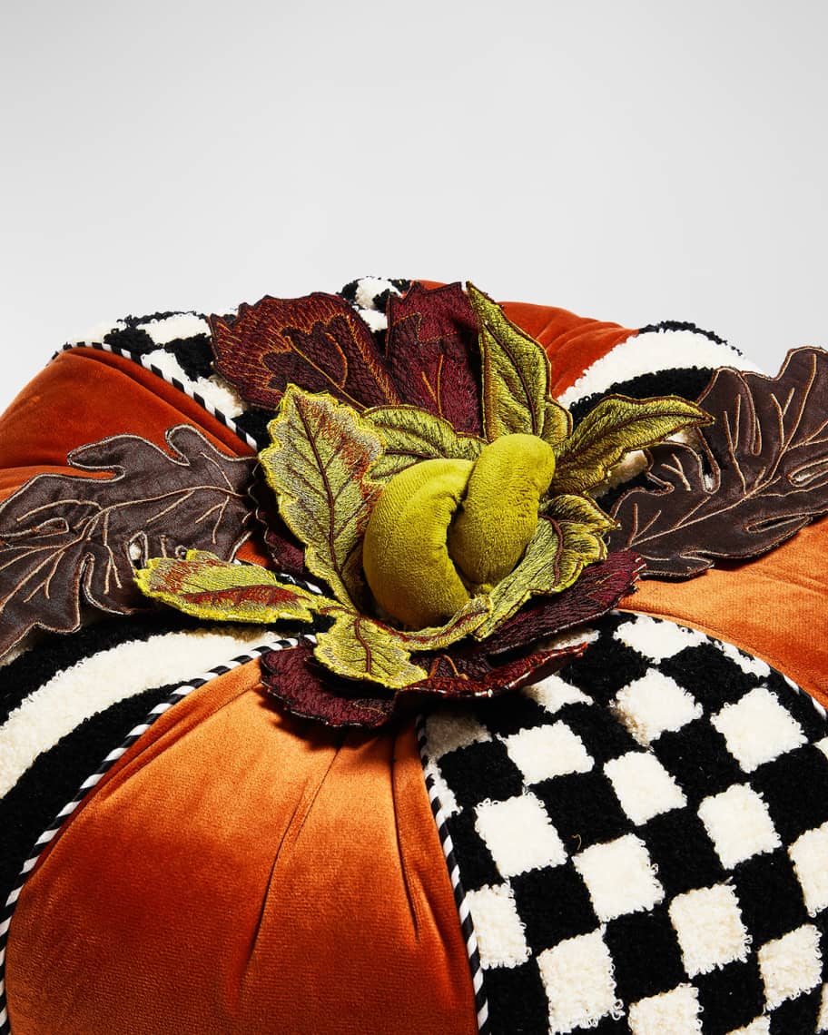 Image 2 of 3:  Harvest Check & Stripe Round Decorative Pillow