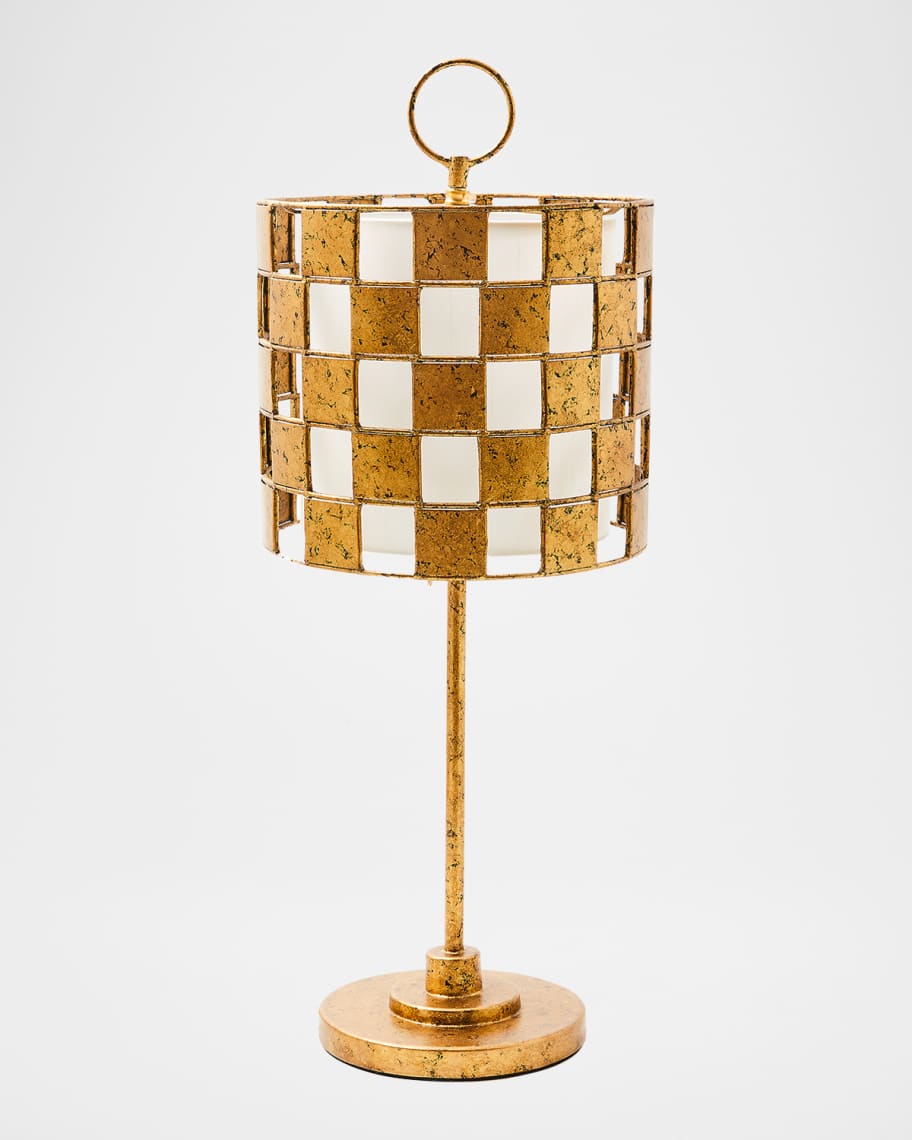 Image 1 of 3: Golden Check Table Lamp