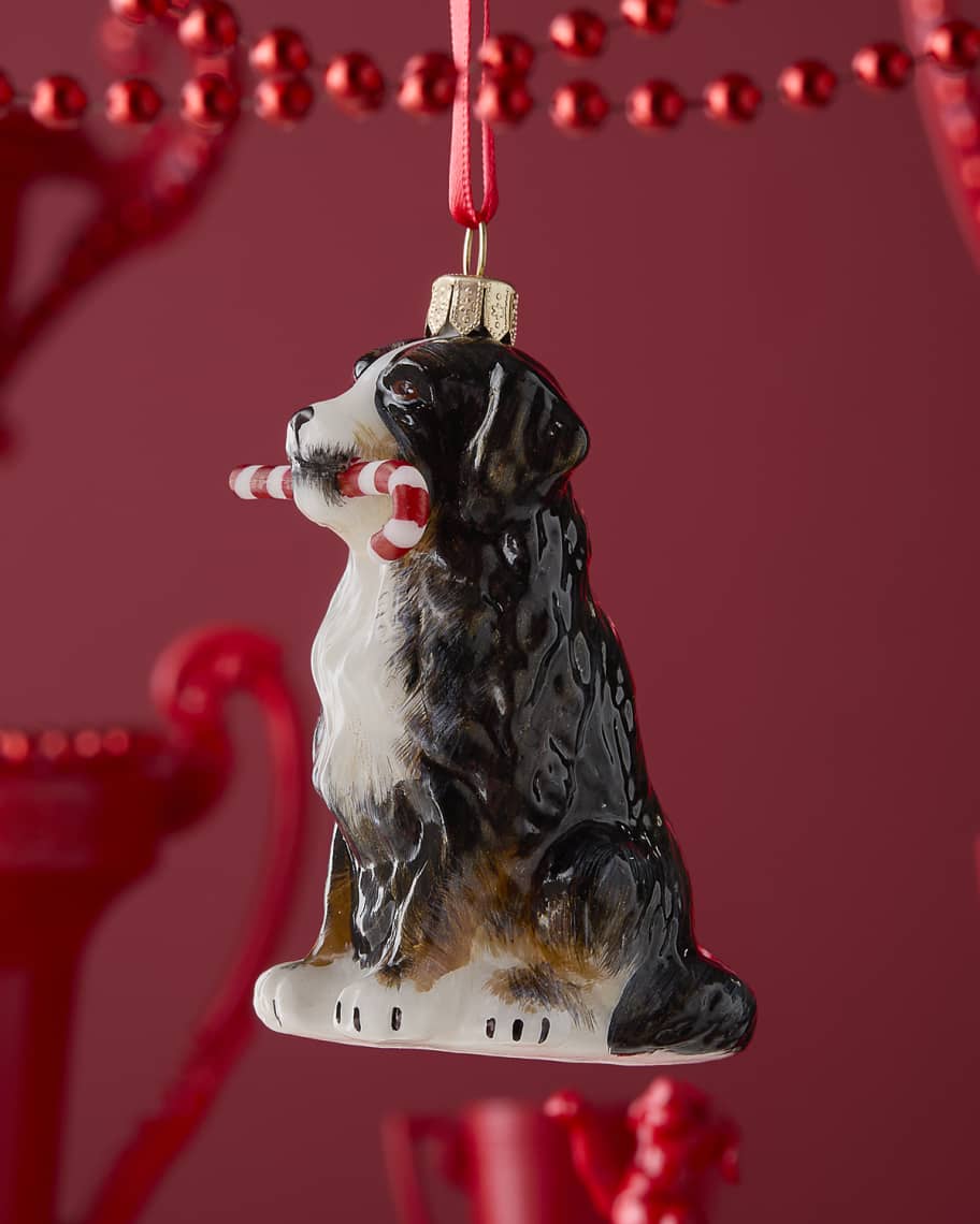 Image 2 of 2: Bernese Mountain Dog W/ Candy Cane Christmas Ornament