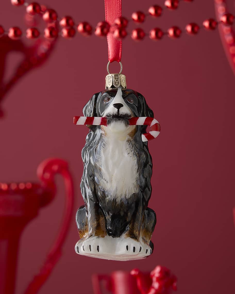 Image 1 of 2: Bernese Mountain Dog W/ Candy Cane Christmas Ornament