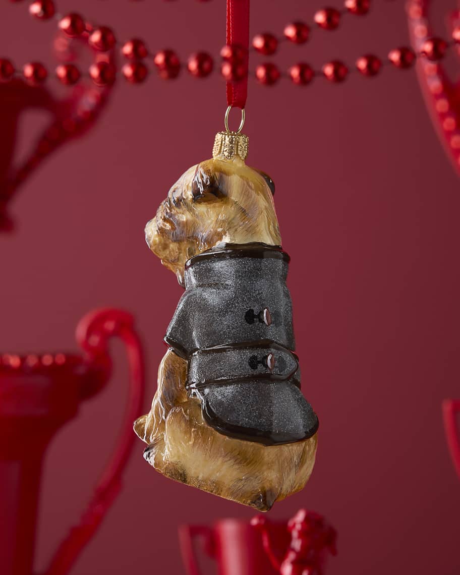 Image 2 of 3: Wheaten Terrier W/ Gray Peacoat Christmas Ornament