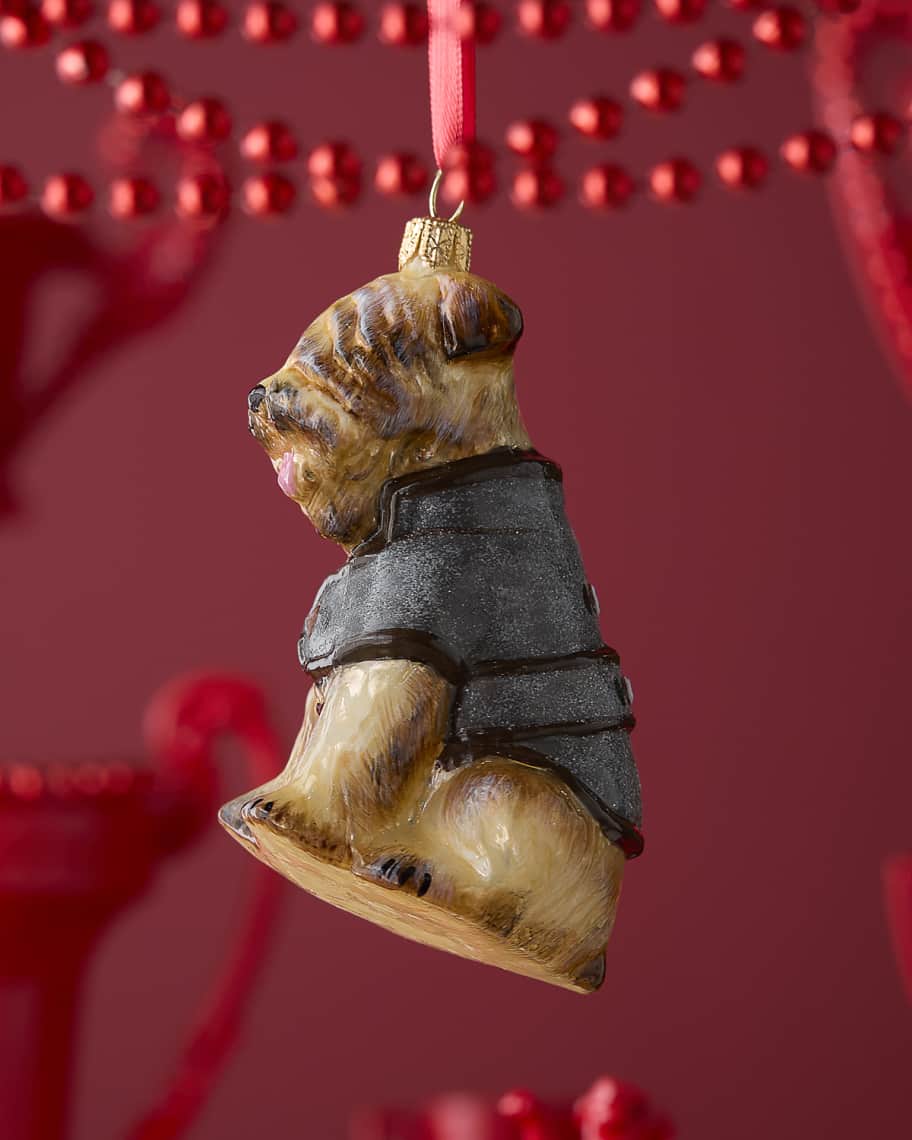 Image 3 of 3: Wheaten Terrier W/ Gray Peacoat Christmas Ornament