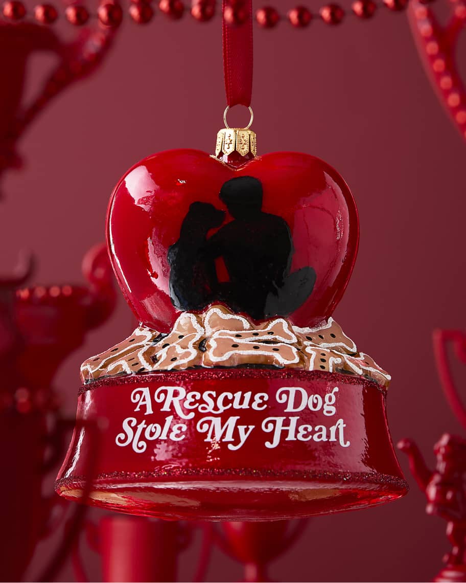 Image 1 of 1: A Rescue Dog Stole My Heart Christmas Ornament