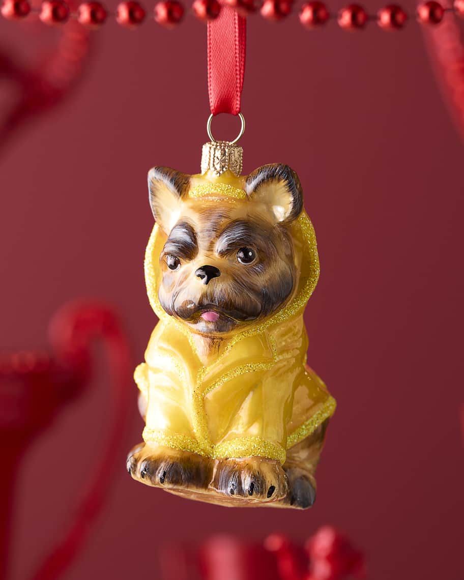 Image 1 of 1: French Bulldog W/ Raincoat Christmas Ornament 