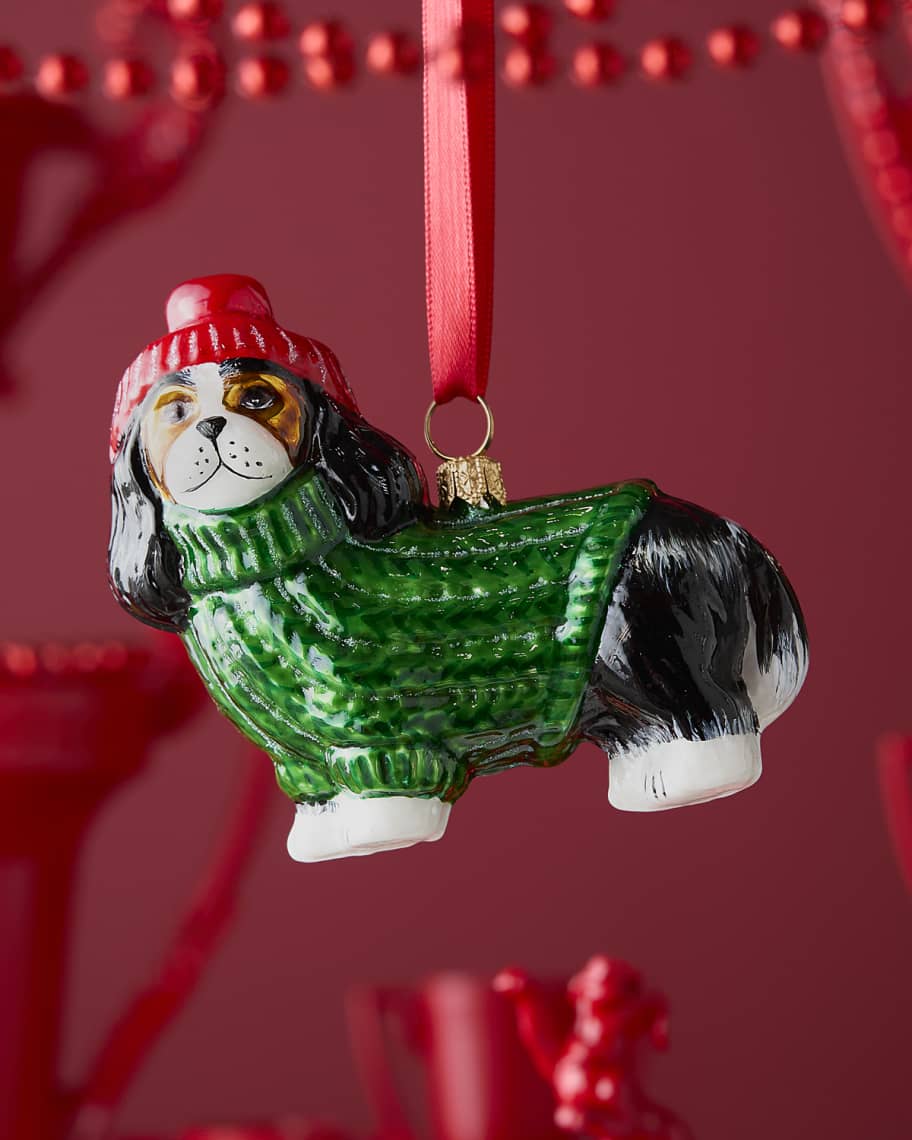 Joy To The World Collectibles Cavalier King W Sweater Knit Hat Christmas Ornament