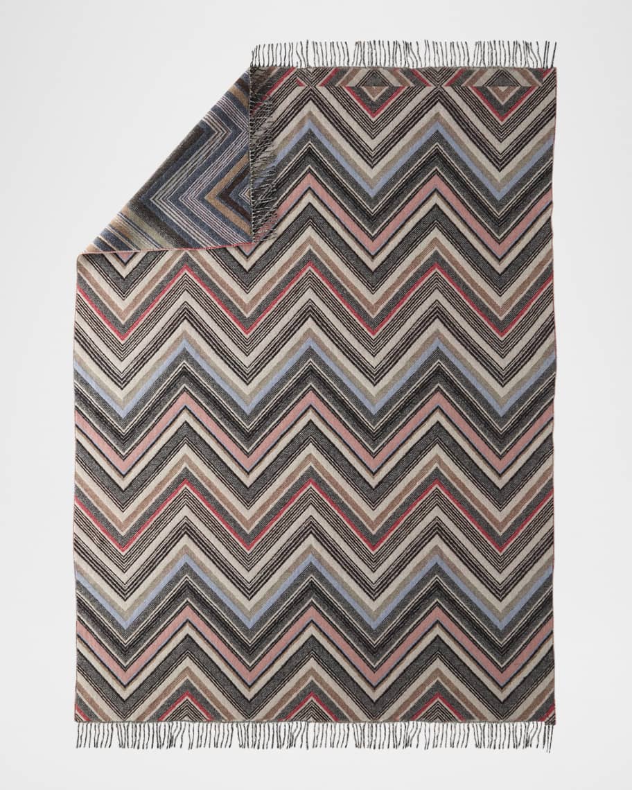 Image 2 of 3: Chevron Wool-Blend Throw, 98" x 100"