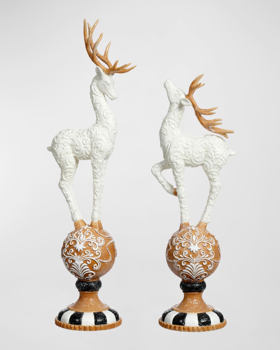 Image 1 of 1: Deer on Pedestal, Set of 2