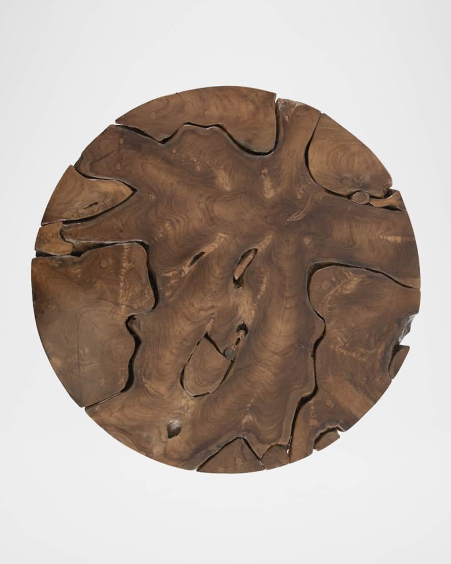 Image 2 of 2: Teak Chunk Natural Round Coffee Table