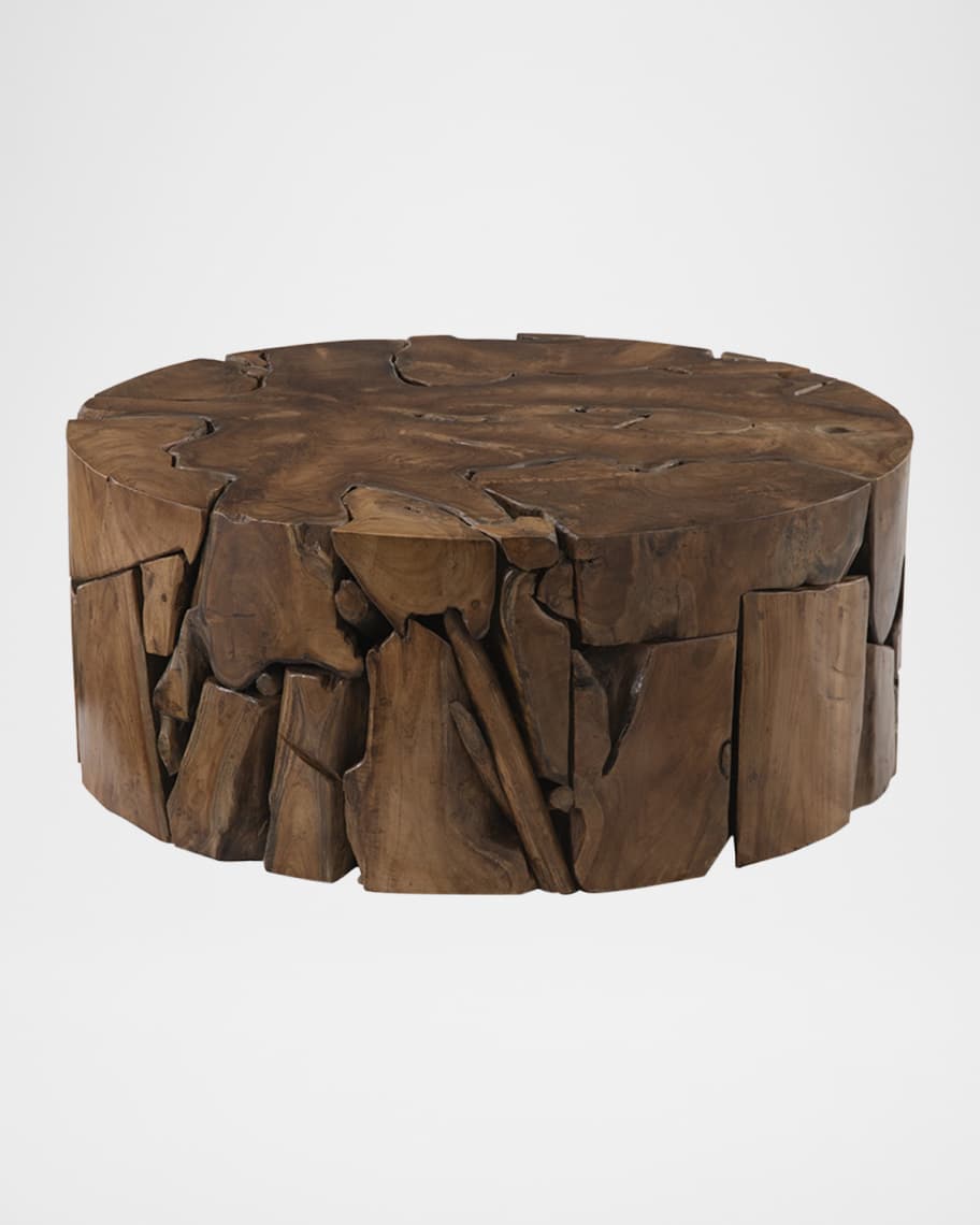 Image 1 of 2: Teak Chunk Natural Round Coffee Table